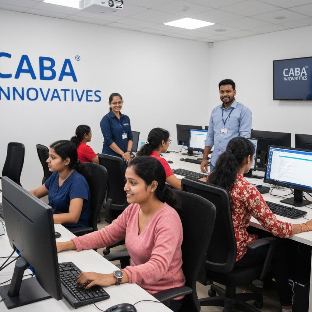 Students training one-to-one with a trainer at CABA Innovatives, South Extension, New Delhi