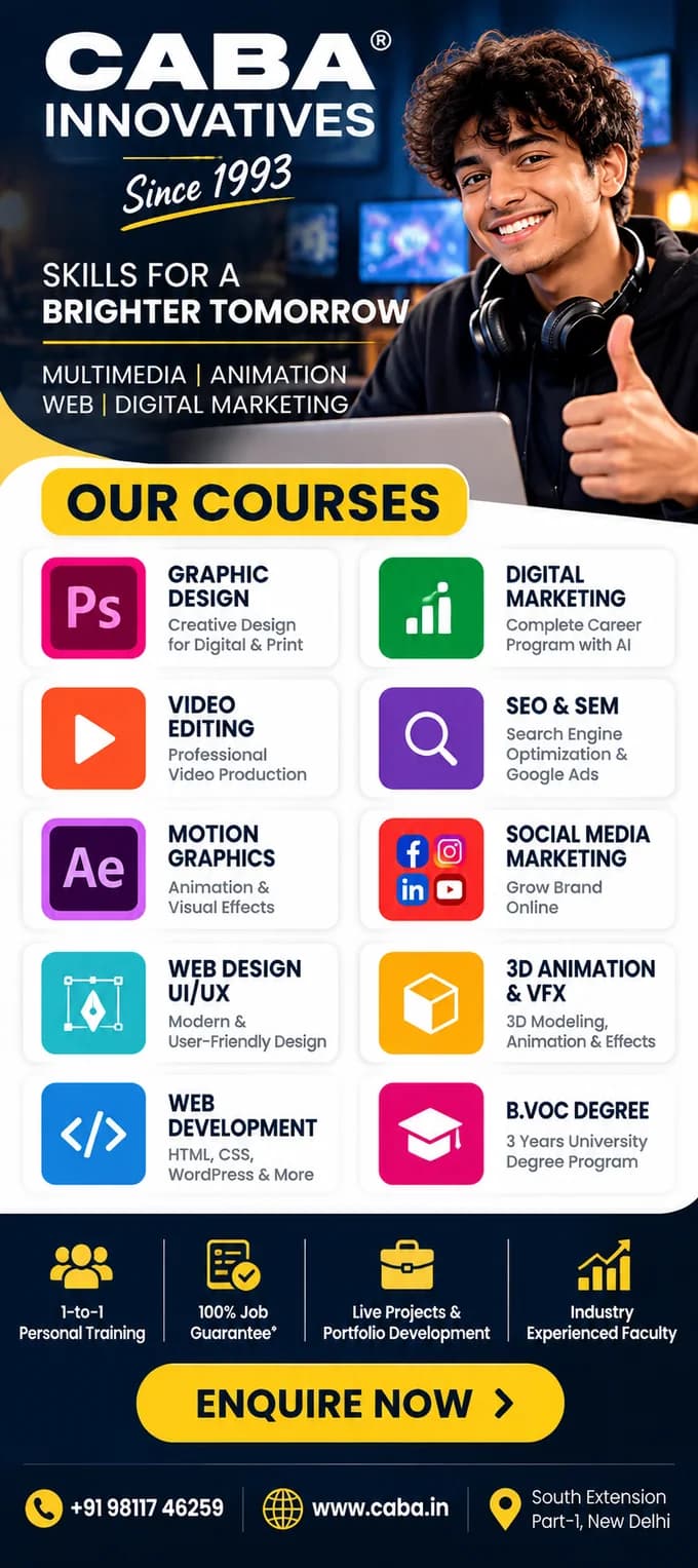 CABA Innovatives courses since 1993 — multimedia, animation, web and digital marketing