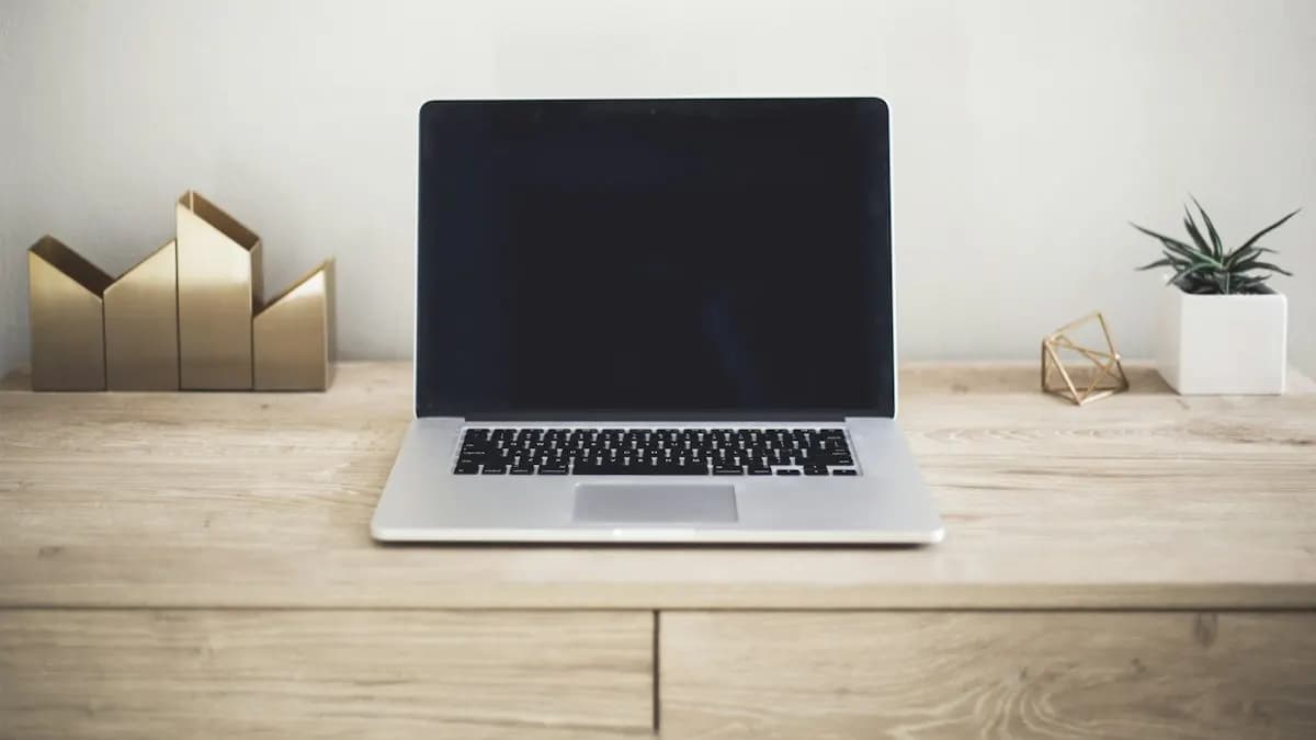 Laptop on a wooden desk ready to open Google Search Console for website reports
