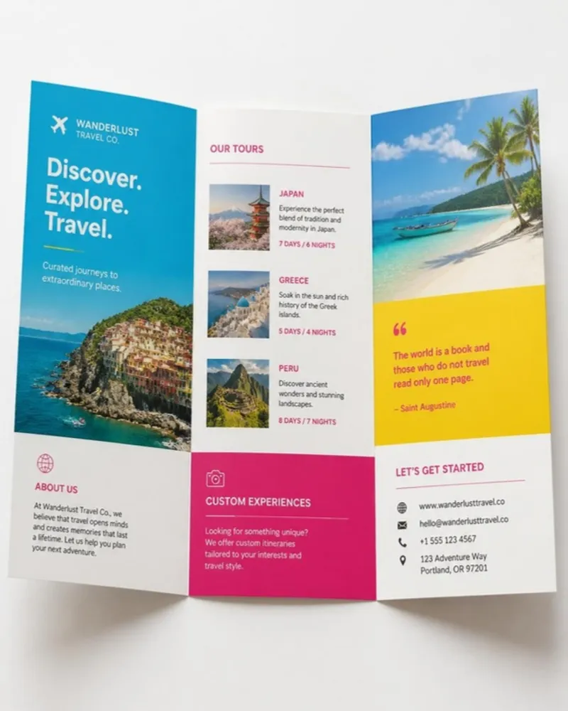 Tri-fold travel brochure layout