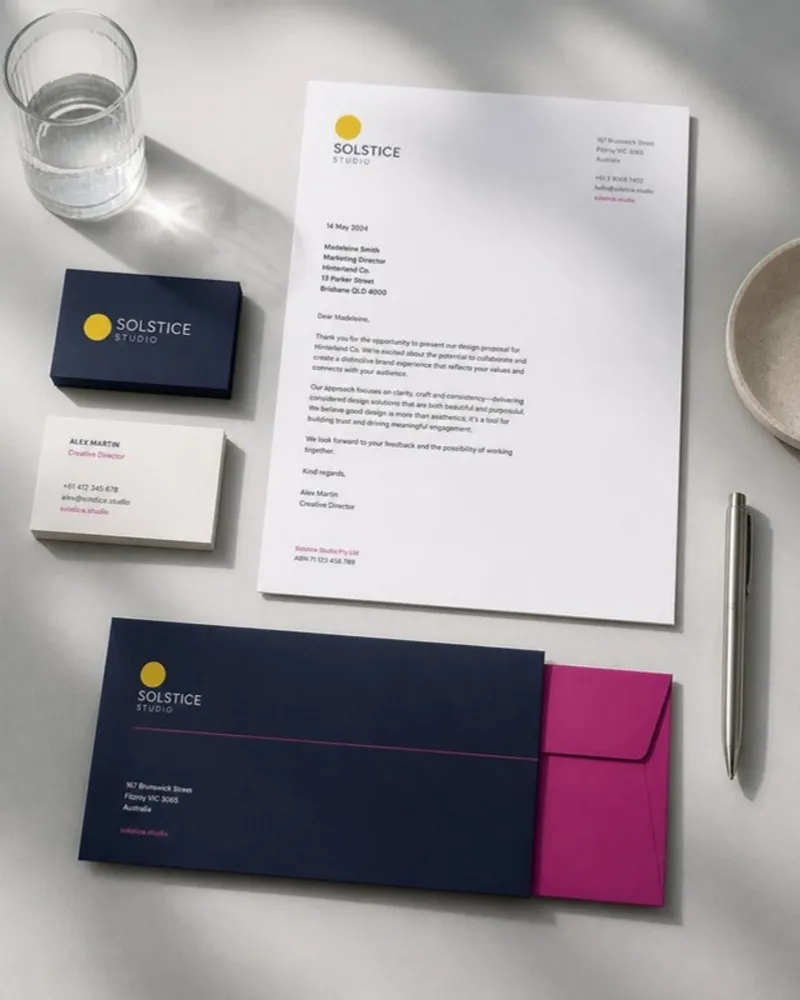 Stationery set: letterhead, envelope and business cards